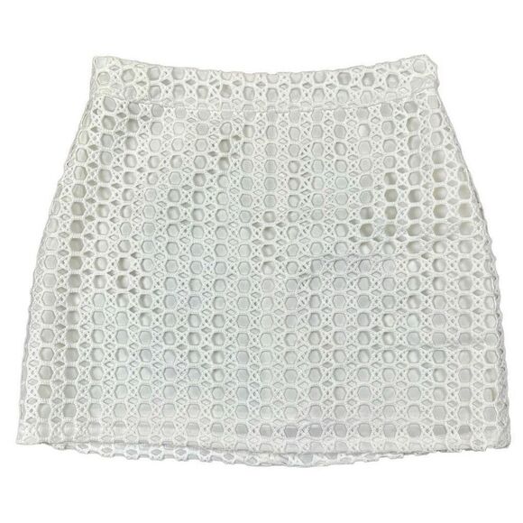 After Market Women’s White Eyelet Mini Skirt Large - Picture 1 of 7